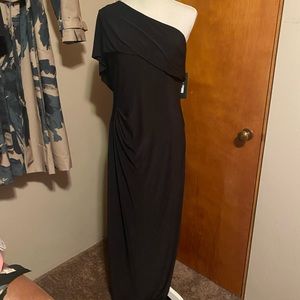 Lauren Ralph Lauren One Shoulder Black Evening Gown - Sz 12